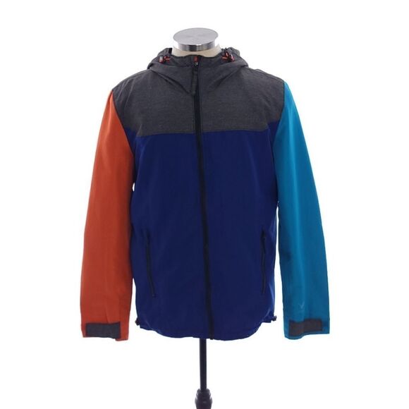 American Eagle Men's Size Large Color Block Blue Orange Full Zip Hooded Jacket - Picture 1 of 12
